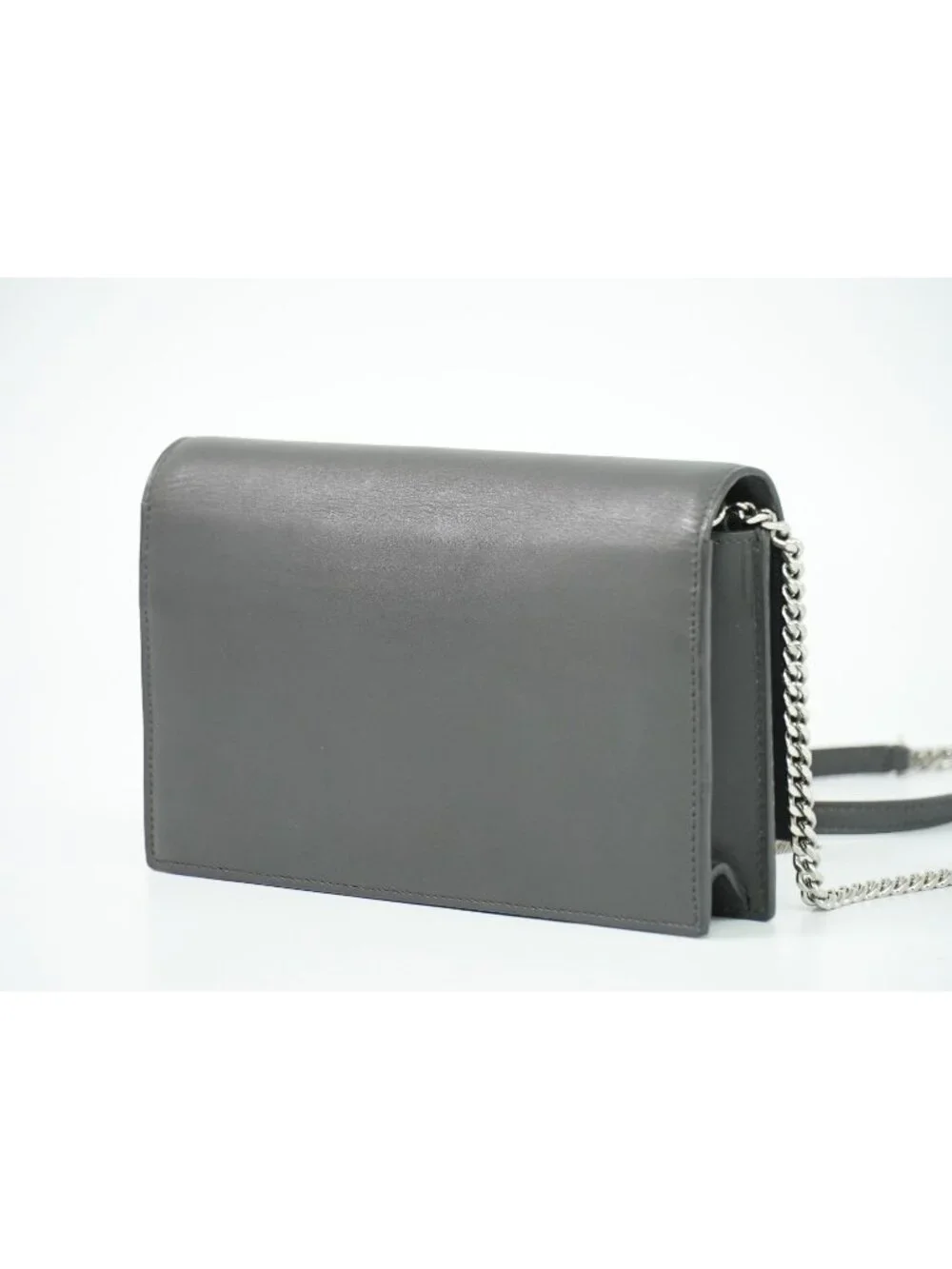Saint Laurent YSL Kate Tassel Chain Shoulder Bag Pochette Leather Gray